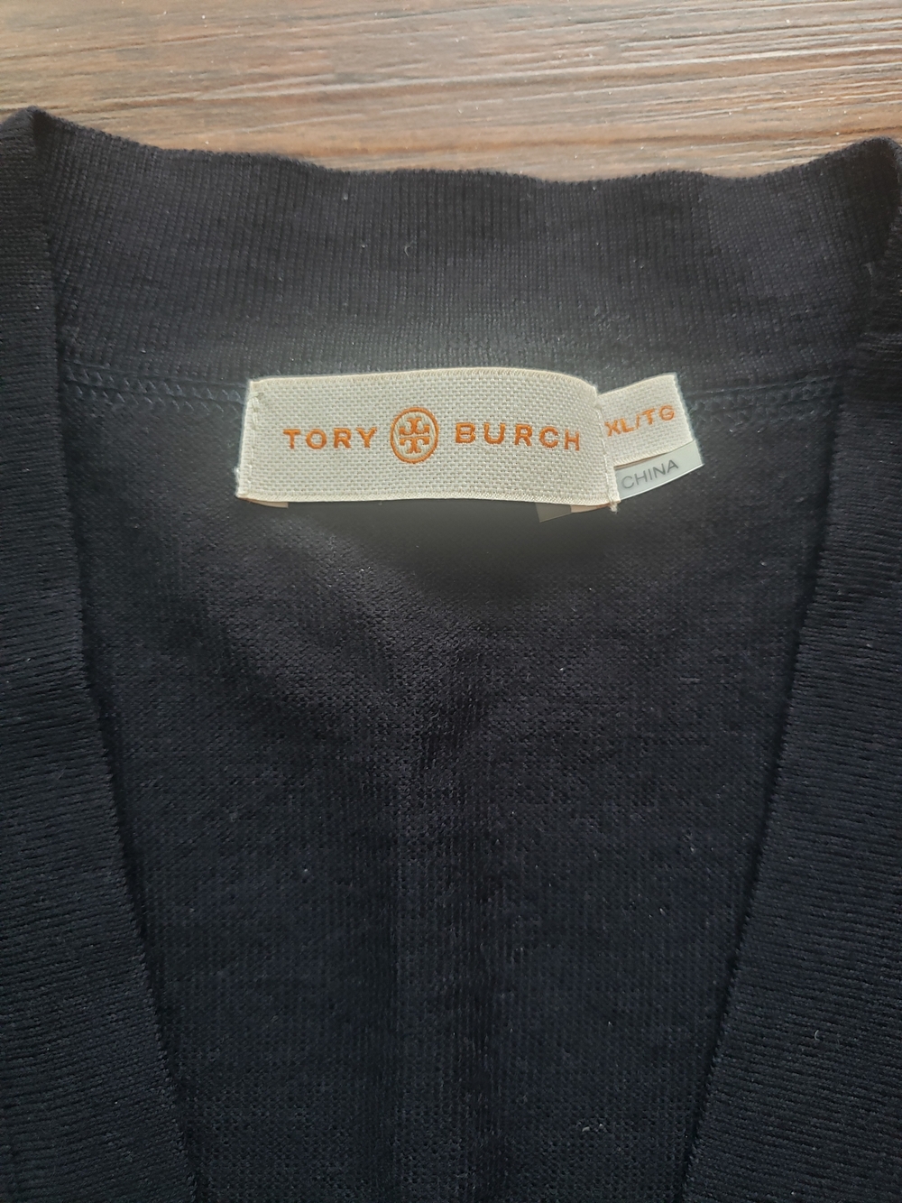 Tory Burch Navy Women's V-Neck Cardigan Sweater Size XL 100% Merino Wool Preppy - Picture 2 of 7